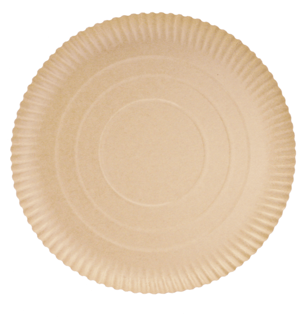 PAPER PLATES MADE FROM BROWN KRAFTBOARD WITH GREASEPROOF BARRIER