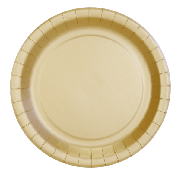 COLOUR PRINTED PAPER PLATES MADE FROM VIRGIN FIBERS WITH NON-PLASTIC COATING gold